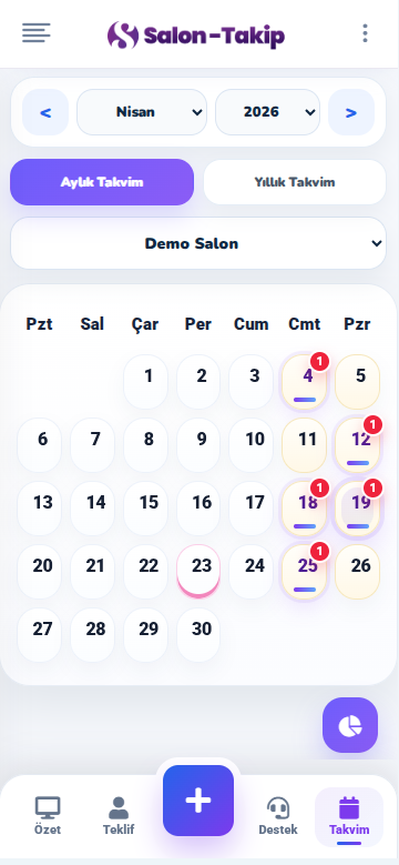 Salon-Takip mobil takvim